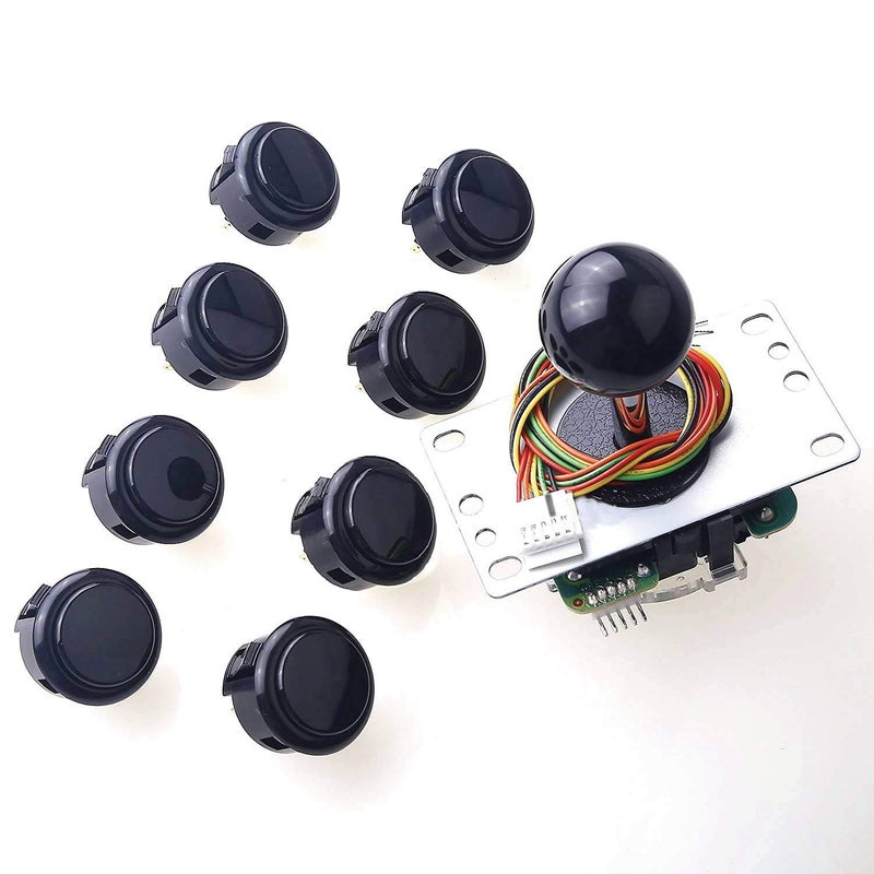 Sanwa JLF-TP-8YT Joystick + Sanwa 8 pcs OBSF-30 Push Button Bundle Kit Color : Black - for Arcade Game 4 & 8 Way Adjustable, Compatible with Catz Mad SF4 Tournament Joystick S@NWA - Image 1